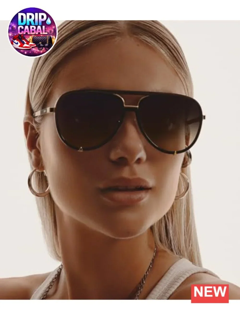 Aviator Sunglasses Oversized Frame UV Protection Built-In Nose Pads Case Cloth